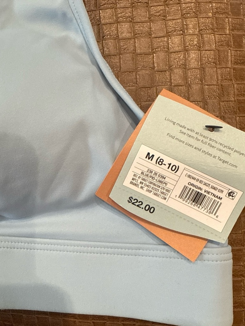 Shade & Shore Light Blue Triangle Bikini Top with Front Hook - Picture 2 of 3